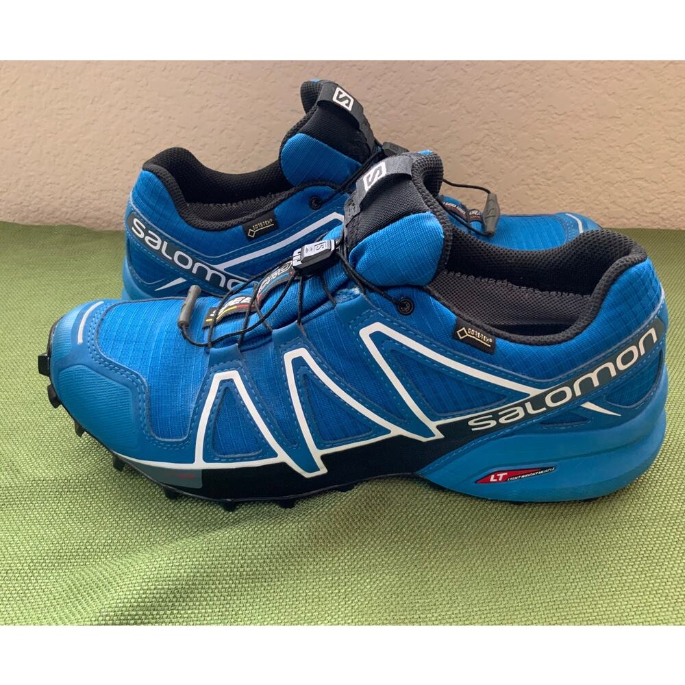 Salomon Speedcross 4 GTX Trail Running Shoes Mens Sz 10 Gore-Tex Blue Waterproof